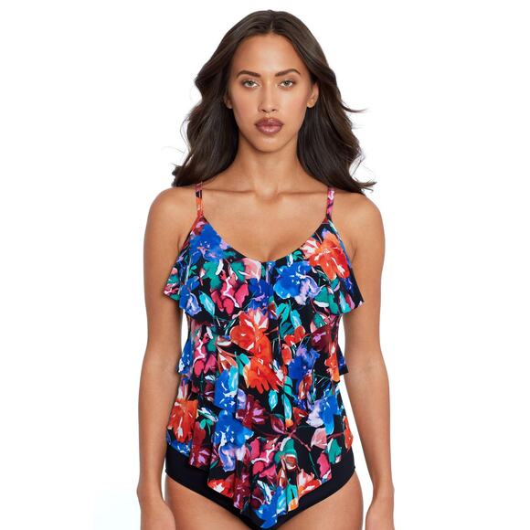 Magicsuit Flower Child Floral Separate Rita Ruffle Tankini Swimsuit Top Size 12 - Picture 1 of 10